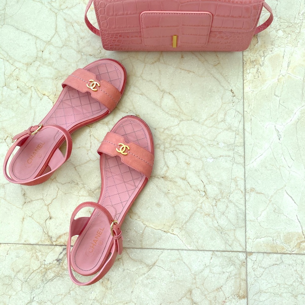 Chanel pink sandals!